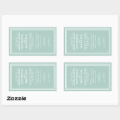 Sticker Rectangulaire Seafoam Green Mariage élégant Monogramme Bouteille (Feuille)