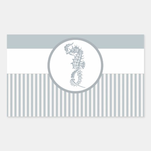 Sticker Rectangulaire Seahorse Bleu Classique Nautique Élégant (Devant)