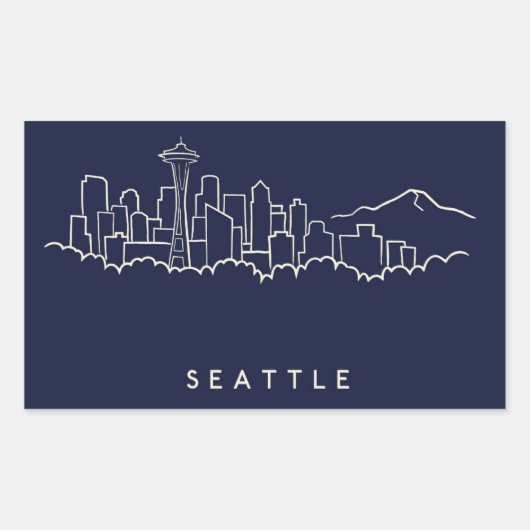 Sticker Rectangulaire Seattle Skyline (Devant)