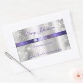 Sticker Rectangulaire Seize ans, bouteille d'eau/de vin argent et violet (Enveloppe)