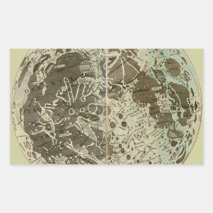 Sticker Rectangulaire Selenographie de Bowles ou une carte de la Lune -