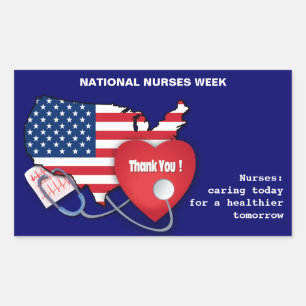 Sticker Rectangulaire Semaine nationale des infirmières. USA Conception 