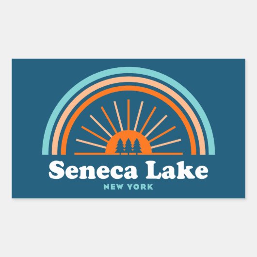 Sticker Rectangulaire Seneca Lake New York Rainbow (Devant)