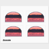 Sticker Rectangulaire Seneca Lake New York Red Sunrise (Feuille)