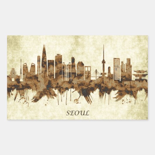 Sticker Rectangulaire Séoul Sud-Corée Cityscape (Devant)