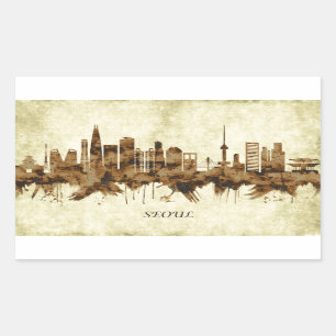 Sticker Rectangulaire Séoul Sud-Corée Cityscape