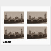 Sticker Rectangulaire Sepia Big Ben Tower Palace de Westminster (Feuille)