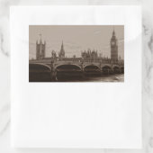 Sticker Rectangulaire Sepia Big Ben Tower Palace de Westminster (Sac)