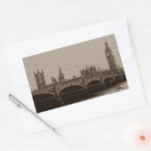 Sticker Rectangulaire Sepia Big Ben Tower Palace de Westminster (Enveloppe)