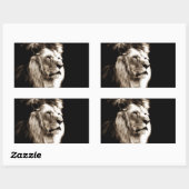Sticker Rectangulaire Sepia Lion (Feuille)