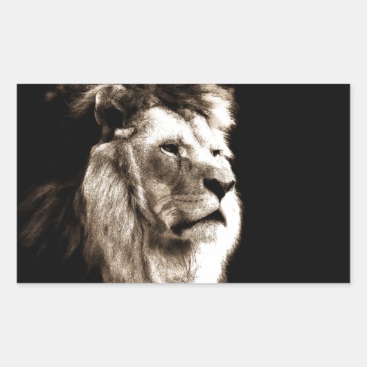Sticker Rectangulaire Sepia Lion (Devant)