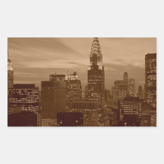 Sticker Rectangulaire Sepia Tone New York (Devant)