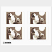 Sticker Rectangulaire Sepia Wolf & Moon (Feuille)