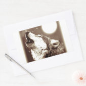 Sticker Rectangulaire Sepia Wolf & Moon (Enveloppe)