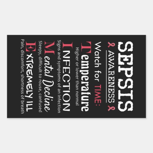 Sticker Rectangulaire Sepsis Awareness Watch pour le guide TIME (Devant)