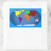 Sticker Rectangulaire Sept Continents colorés (Sac)