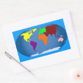 Sticker Rectangulaire Sept Continents colorés (Enveloppe)
