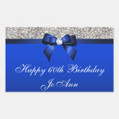 Sticker Rectangulaire Séquences d'Argent Bleu Bow (Devant)