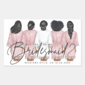 Sticker Rectangulaire Seras-tu ma demoiselle d'honneur? Filles en peigno (Devant)