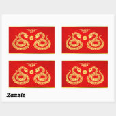 Sticker Rectangulaire Serpent chinois du Nouvel An Double coupe de papie (Feuille)