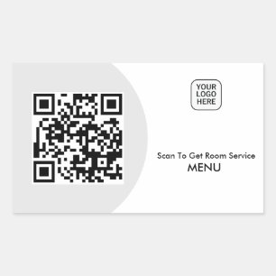 Sticker Rectangulaire Service d'étage personnalisé Menu QR Code