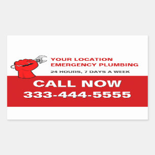STICKER RECTANGULAIRE SERVICES DE PLUMBAGE ET PLUSIEURS LOCAUX D'URGENCE