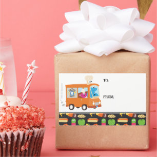 Sticker Rectangulaire Sesame Street Cookie Monster Foodie Camion