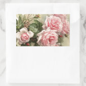 Sticker Rectangulaire Shabby Chic Rose Roses victoriens (Sac)