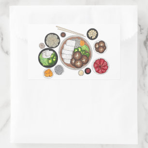 Sticker Rectangulaire Shabu-Shabu Japon Cuisine japonaise Cuisine japona