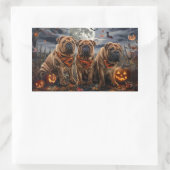 Sticker Rectangulaire Shar Pei Halloween Éffrayant (Sac)