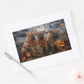 Sticker Rectangulaire Shar Pei Halloween Éffrayant (Enveloppe)