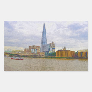 Sticker Rectangulaire Shard, Thames River, Londres, Angleterre