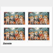 Sticker Rectangulaire Shiba Inu Halloween Éffrayant (Feuille)