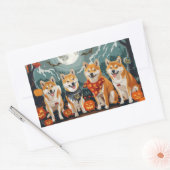 Sticker Rectangulaire Shiba Inu Halloween Éffrayant (Enveloppe)