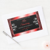 Sticker Rectangulaire Shimmery Ruby Red Frame Black Produit Bijoux Étiqu (Enveloppe)