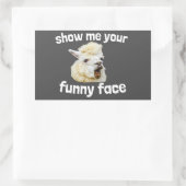 Sticker Rectangulaire Show me your funny face riant Alpaka Lama (Sac)