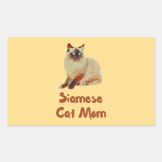 Sticker Rectangulaire Siamese Chat Maman (Devant)