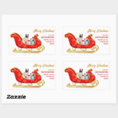 Sticker Rectangulaire Siamese Chat Noël Cadeau Sleigh (Feuille)