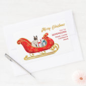 Sticker Rectangulaire Siamese Chat Noël Cadeau Sleigh (Enveloppe)