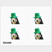 Sticker Rectangulaire Sibérien Husky Chien Saint Patrick jour (Feuille)