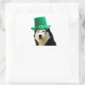 Sticker Rectangulaire Sibérien Husky Chien Saint Patrick jour (Sac)