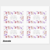 Sticker Rectangulaire Sienne mixte, Aquarelle violette Feuilles étiquett (Feuille)
