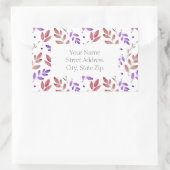 Sticker Rectangulaire Sienne mixte, Aquarelle violette Feuilles étiquett (Sac)