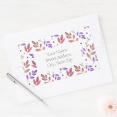 Sticker Rectangulaire Sienne mixte, Aquarelle violette Feuilles étiquett (Enveloppe)