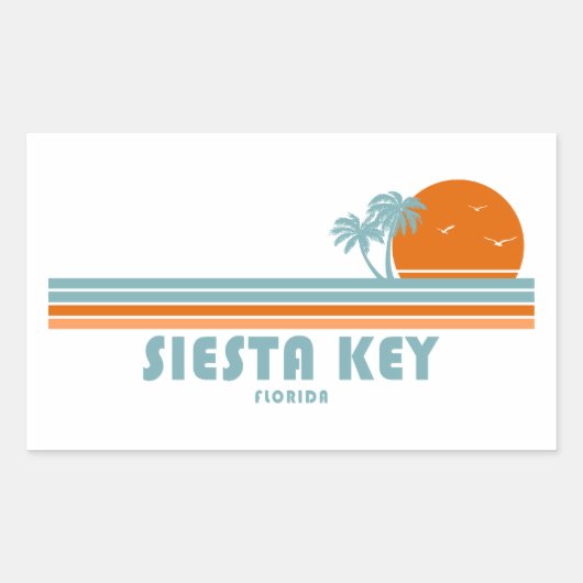Sticker Rectangulaire Siesta Key Floride Sun Palm Trees (Devant)