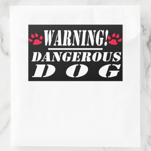 Sticker Rectangulaire Signal d'avertissement | Chien dangereux (Sac)