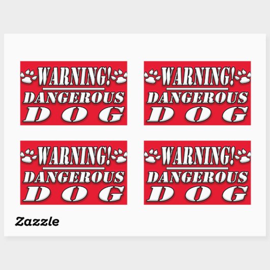 Sticker Rectangulaire Signal d'avertissement | Chien dangereux (Feuille)