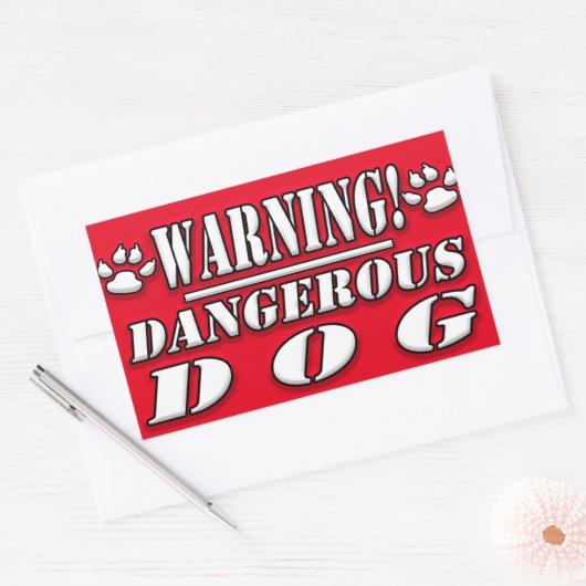 Sticker Rectangulaire Signal d'avertissement | Chien dangereux (Enveloppe)