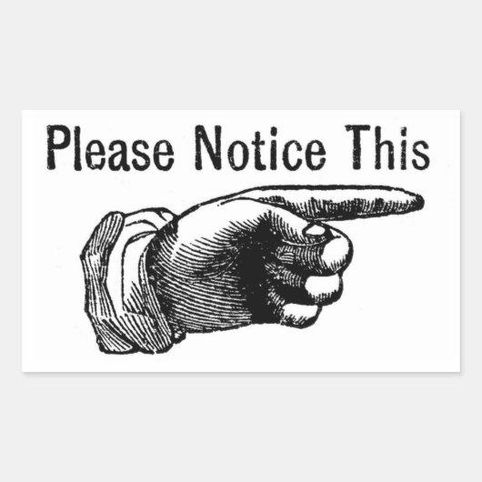 Sticker Rectangulaire Signal d'avertissement rétroactif : doigt pointant (Devant)