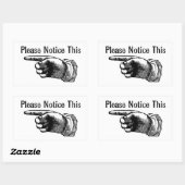 Sticker Rectangulaire Signal d'avertissement rétroactif : doigt pointant (Feuille)